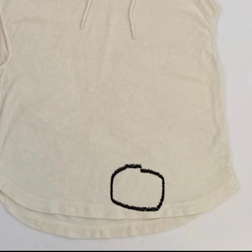 COS Sleeveless‎ Hooded Terry Short Sleeve Hoodie Top, Cream Beige, Size XS